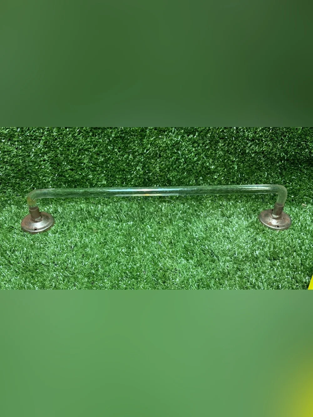 Vintage Clear Glass Towel Bar with Metal Mounts - Clear